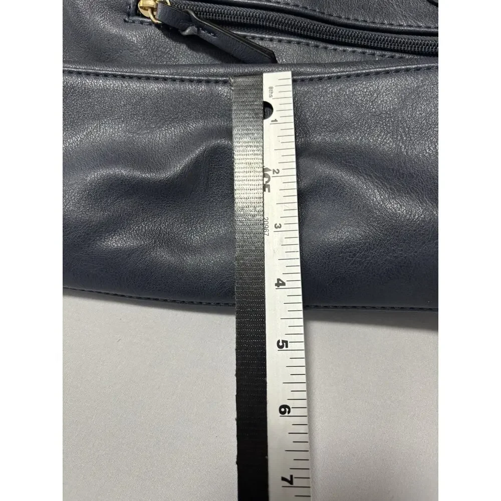 INC International Concepts Blue Faux Leather Shoulder Bag Essential Timeless‎